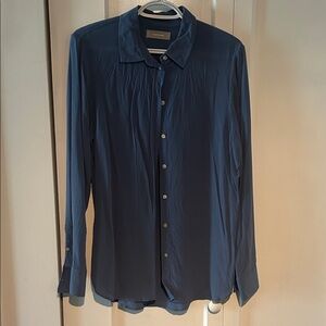 Blue Everlane 100% Silk button-down shirt